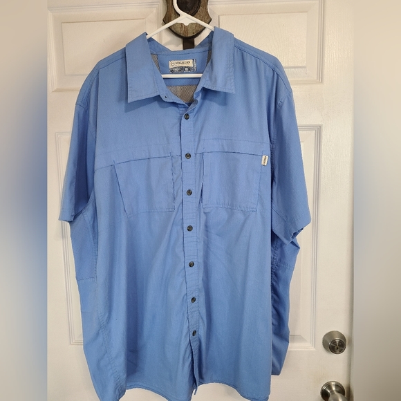 (653) Magellan Men's Short Sleeve Outdoor Sportswear Shirt, Size: 3XL, Blue - Picture 2 of 11